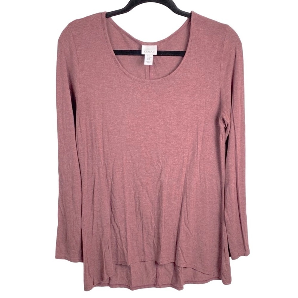 Kenar Women’s Sz Medium Heather Mauve Scoop Neck High Low Long Sleeve Tunic Top